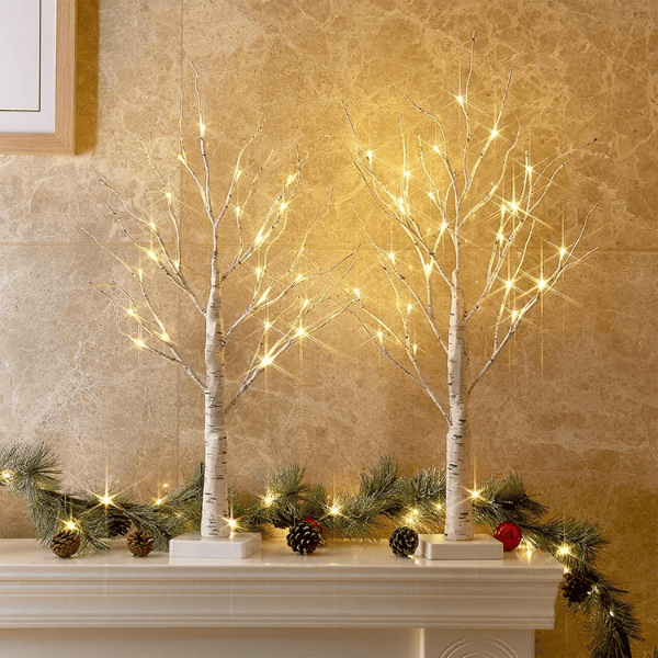 2-Pack Pre-Lit Birch Tree Lights (26") with Soft Warm LEDs
