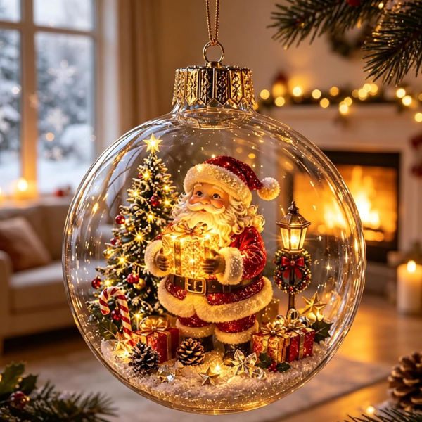 "Glowing Christmas Story" Light-Up Glass Ornaments – 3D Diorama Christmas Tree Balls