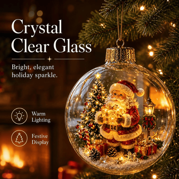 "Glowing Christmas Story" Light-Up Glass Ornaments – 3D Diorama Christmas Tree Balls