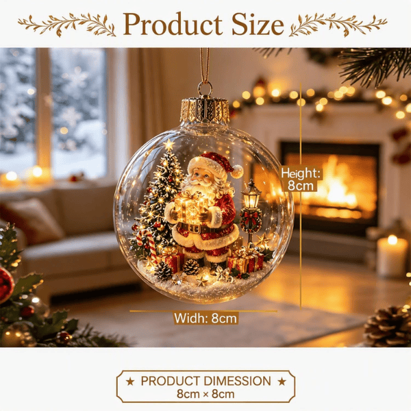 "Glowing Christmas Story" Light-Up Glass Ornaments – 3D Diorama Christmas Tree Balls