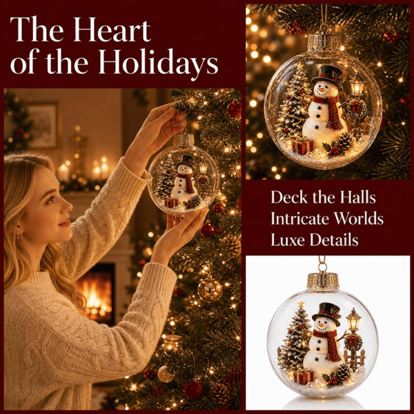 "Glowing Christmas Story" Light-Up Glass Ornaments – 3D Diorama Christmas Tree Balls
