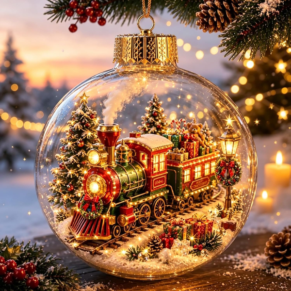 "Glowing Christmas Story" Light-Up Glass Ornaments – 3D Diorama Christmas Tree Balls
