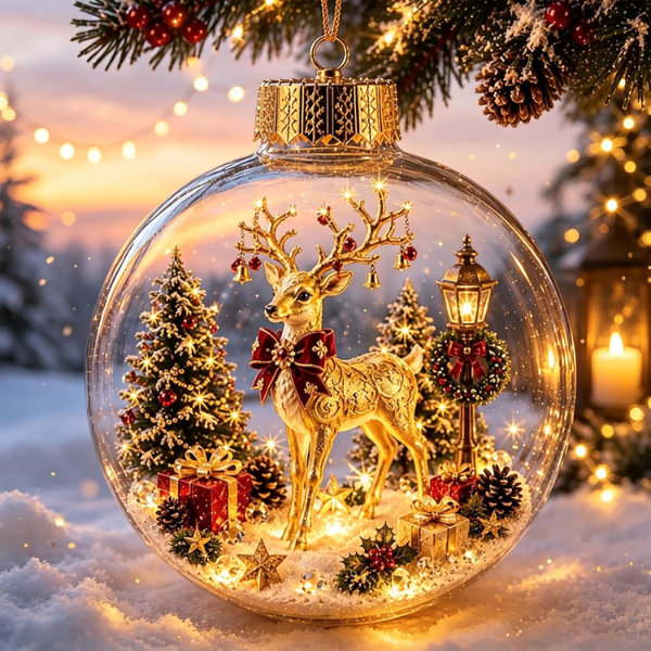 "Glowing Christmas Story" Light-Up Glass Ornaments – 3D Diorama Christmas Tree Balls