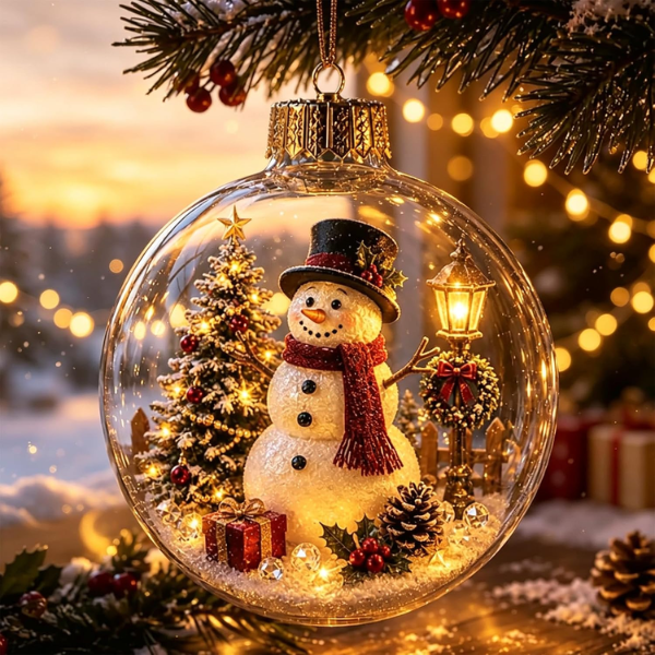 "Glowing Christmas Story" Light-Up Glass Ornaments – 3D Diorama Christmas Tree Balls