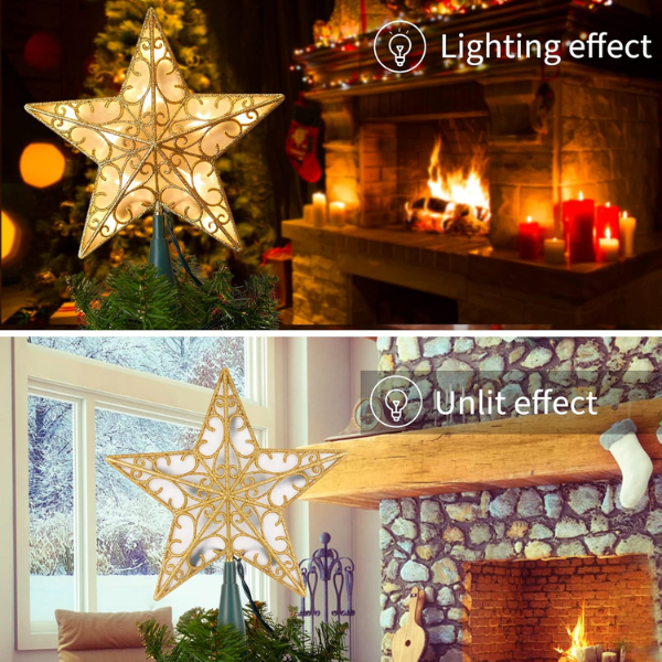 Lighted Plug-In 3D Star Christmas Tree Topper
