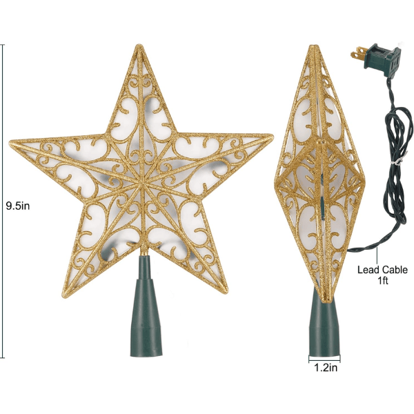 Lighted Plug-In 3D Star Christmas Tree Topper