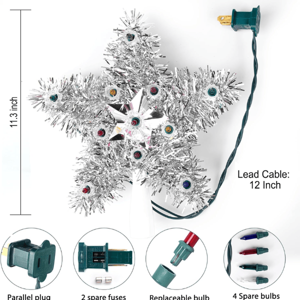 Lighted Plug-In 3D Star Christmas Tree Topper