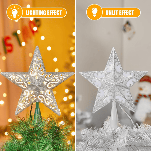 Lighted Plug-In 3D Star Christmas Tree Topper