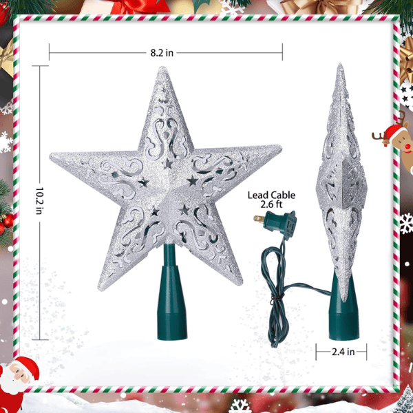 Lighted Plug-In 3D Star Christmas Tree Topper