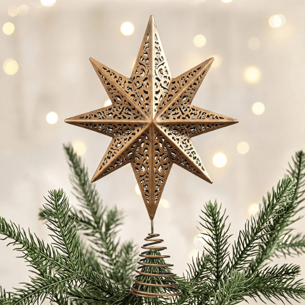 Vintage Rustic Brass Star Christmas Tree Topper