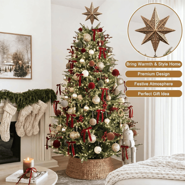 Vintage Rustic Brass Star Christmas Tree Topper