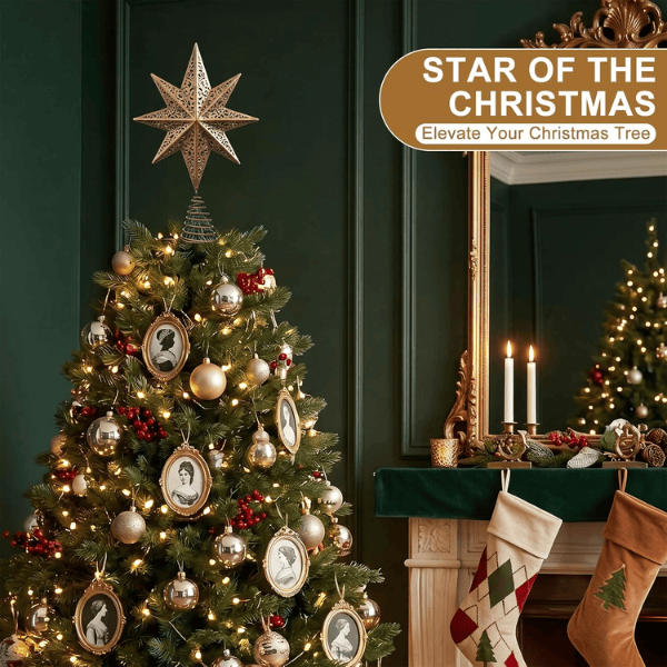 Vintage Rustic Brass Star Christmas Tree Topper